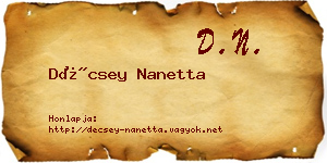 Décsey Nanetta névjegykártya